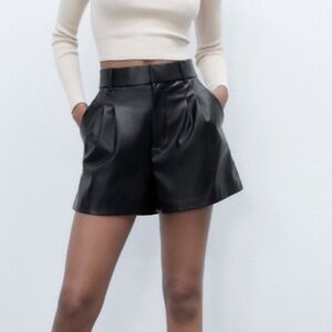 Black Leather Women's Shorts